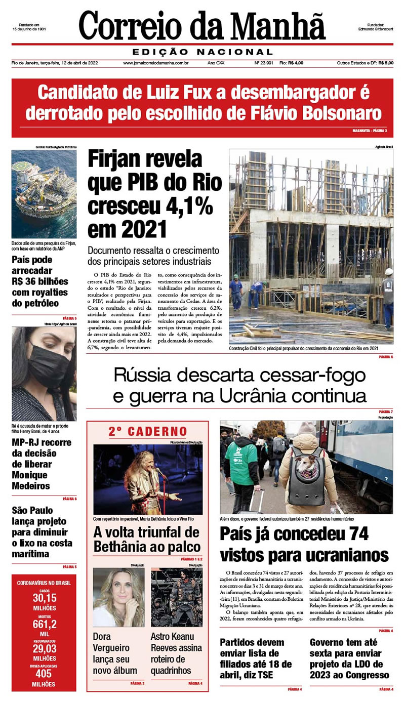 Jornal Correio da Manhã - 12 de abreil de 2022 - Edição 23.991
