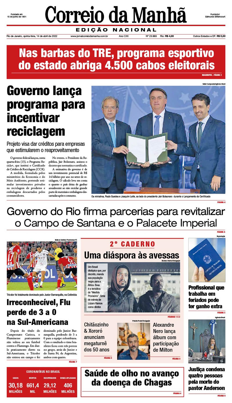 Jornal Correio da Manhã - 14 de abril de 2022 - Edição 23.993