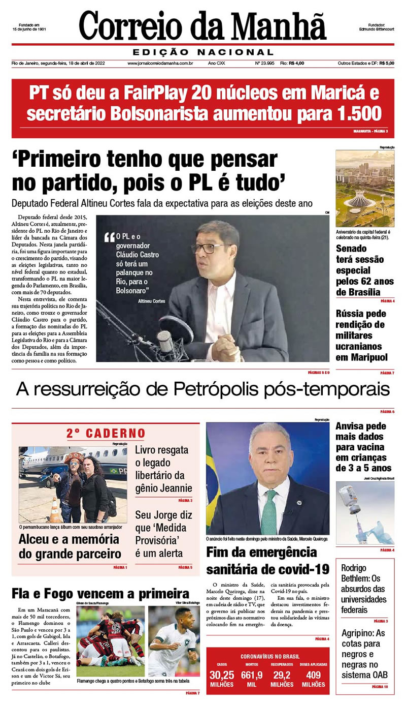 Jornal Correio da Manhã - 18 de abril de 2022 - Edição 23.995
