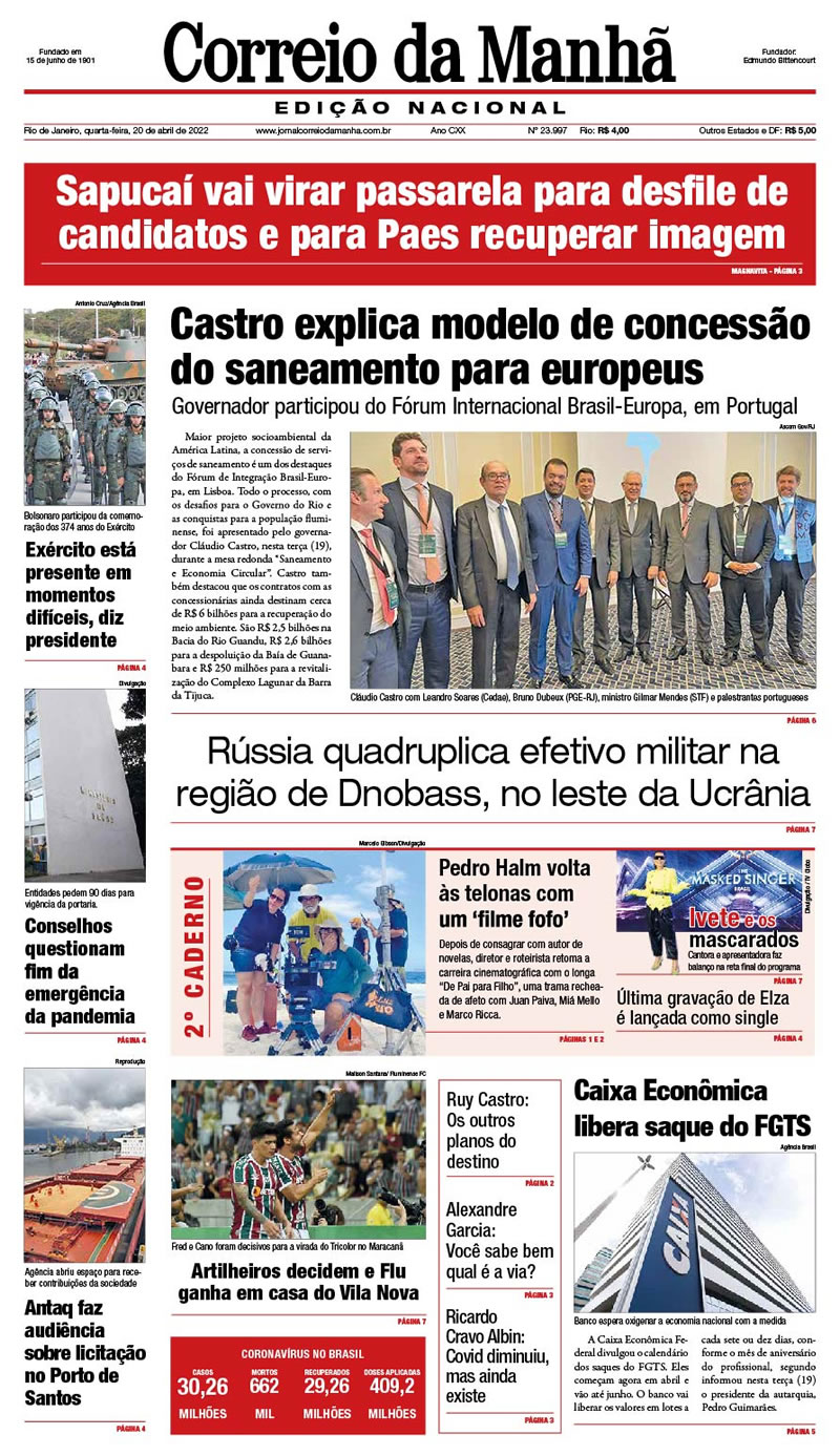 Jornal Correio da Manhã - 20 de abril de 2022 - Edição 23.997
