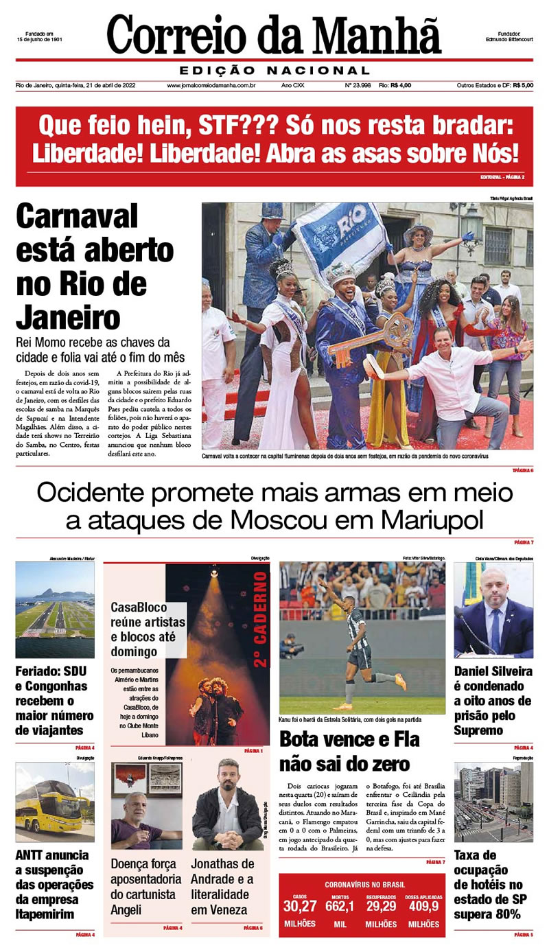 Jornal Correio da Manhã - 21 de abril de 2022 - Edição 23.998