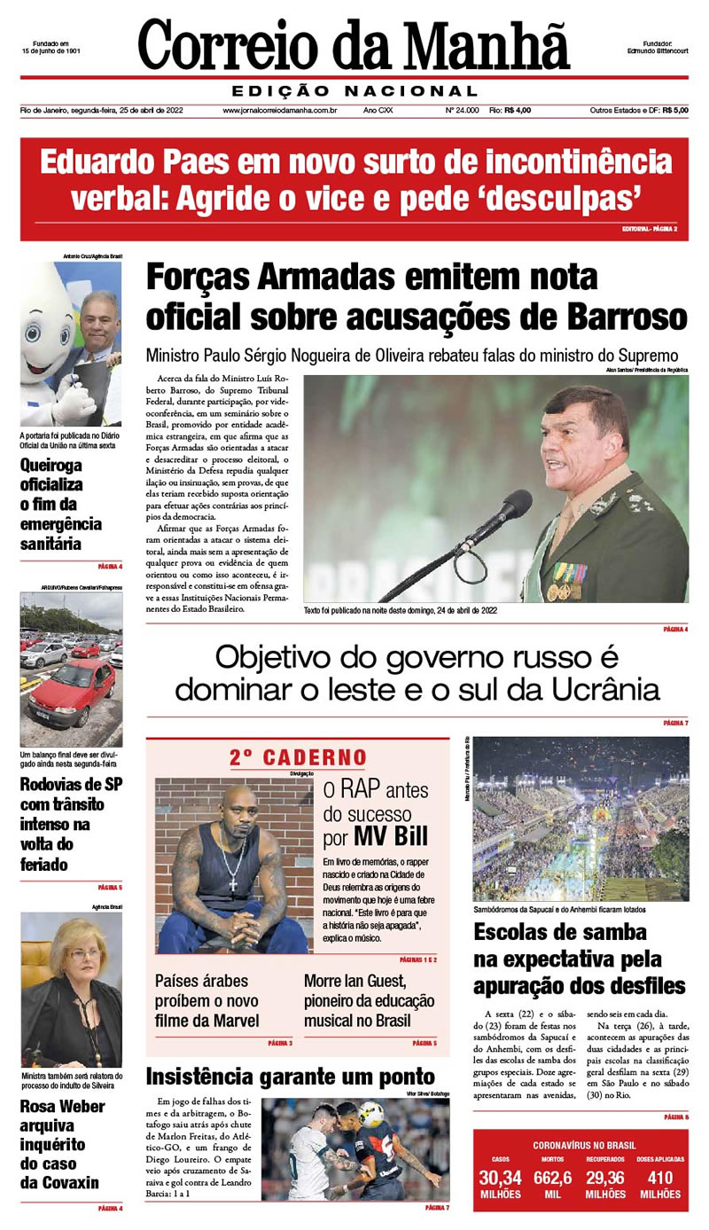 Jornal Correio da Manhã - 25 de abril de 2022 - Edição 24.000