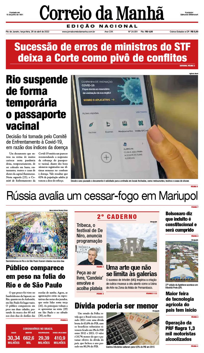Jornal Correio da Manhã - 26 de abril de 2022 - Edição 24.001