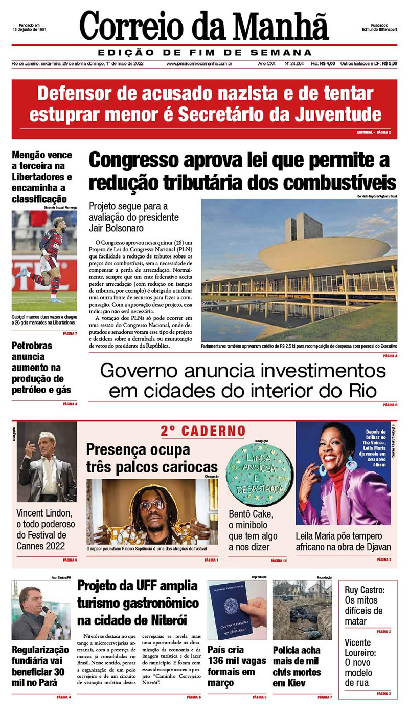 Jornal Correio da Manhã - 29 de abril de 2022 - Edição 24.004