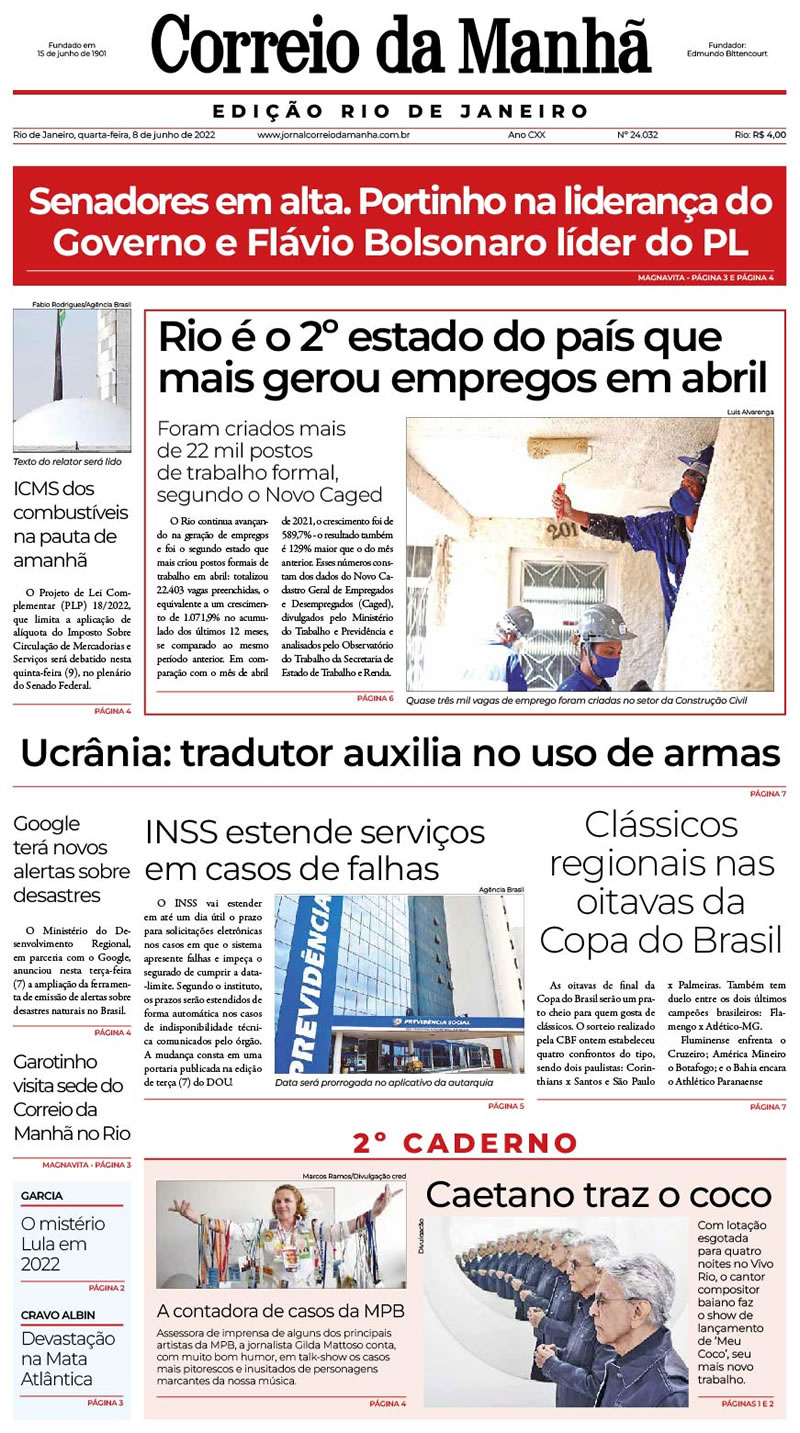 Jornal Correio da Manhã - 8 de junho de 2022 - Edição 24.032
