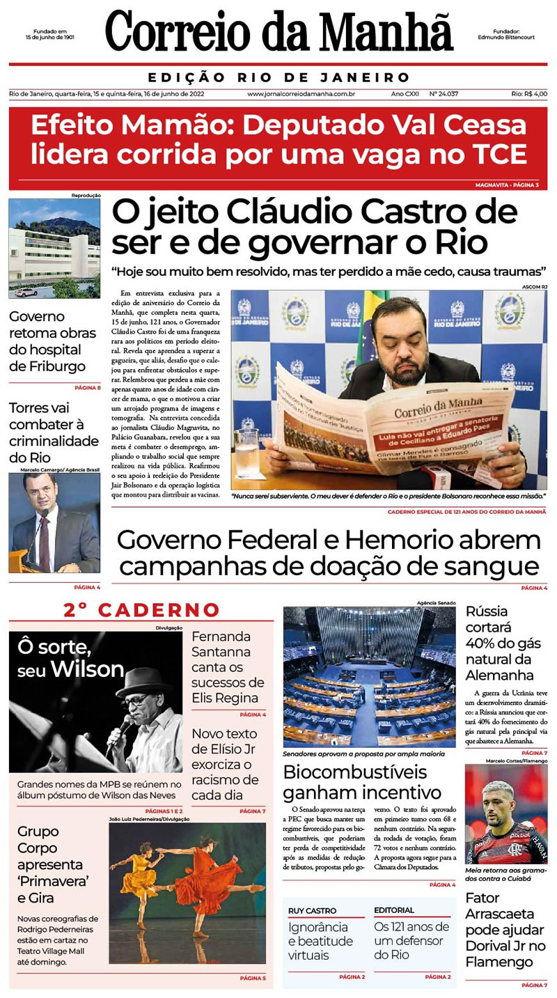 Jornal Correio da Manhã - 15 de junho de 2022 - Edição 24.037
