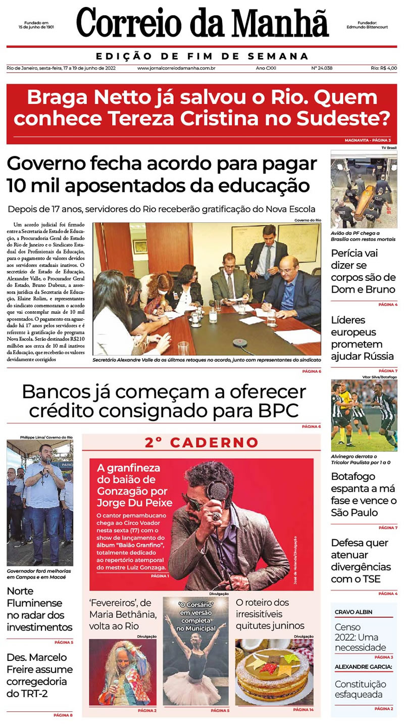 Jornal Correio da Manhã - 17 de junho de 2022 - Edição 24.038