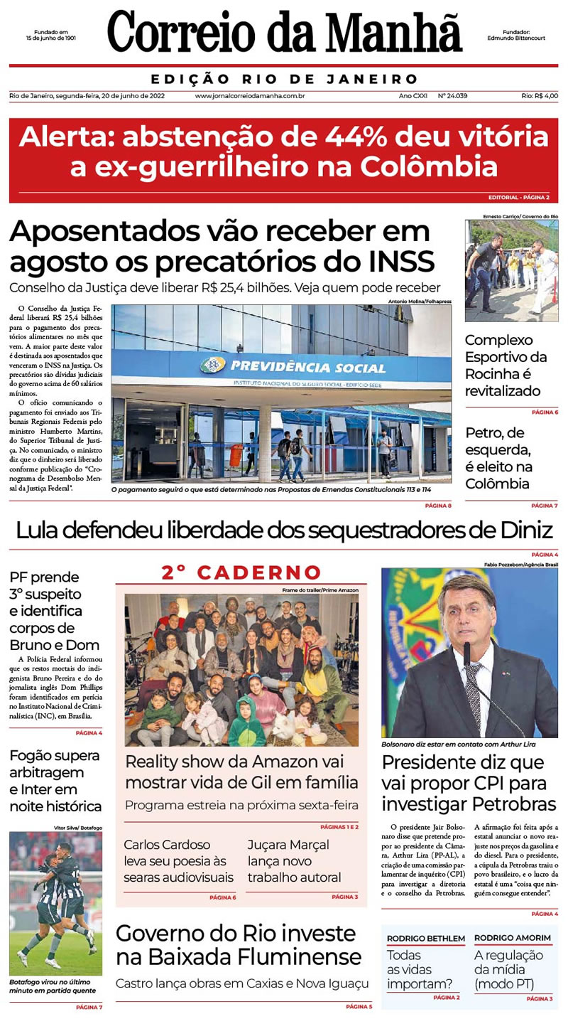 Jornal Correio da Manhã - 20 de junho de 2022 - Edição 24.039