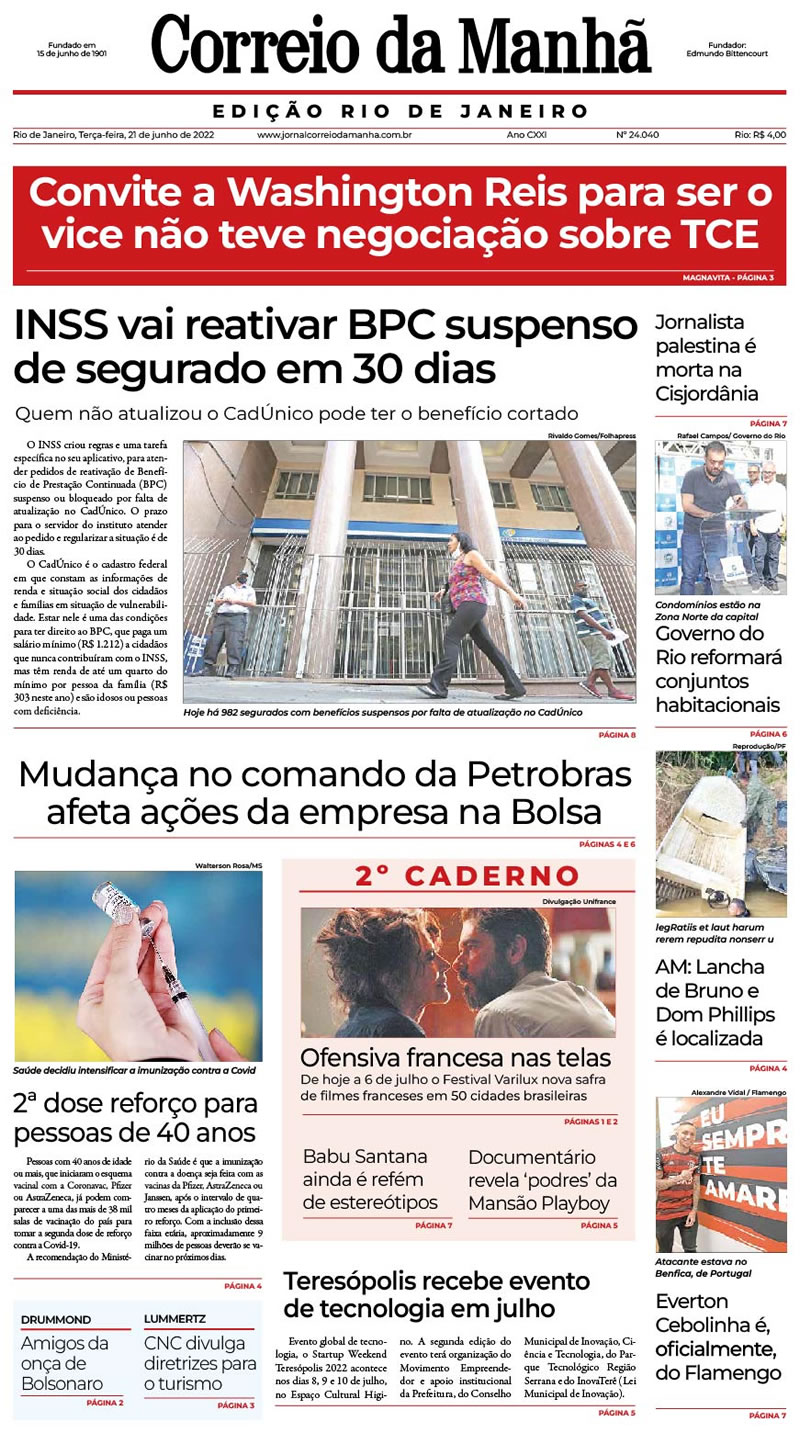 Jornal Correio da Manhã - 21 de junho de 2022 - Edição 24.040
