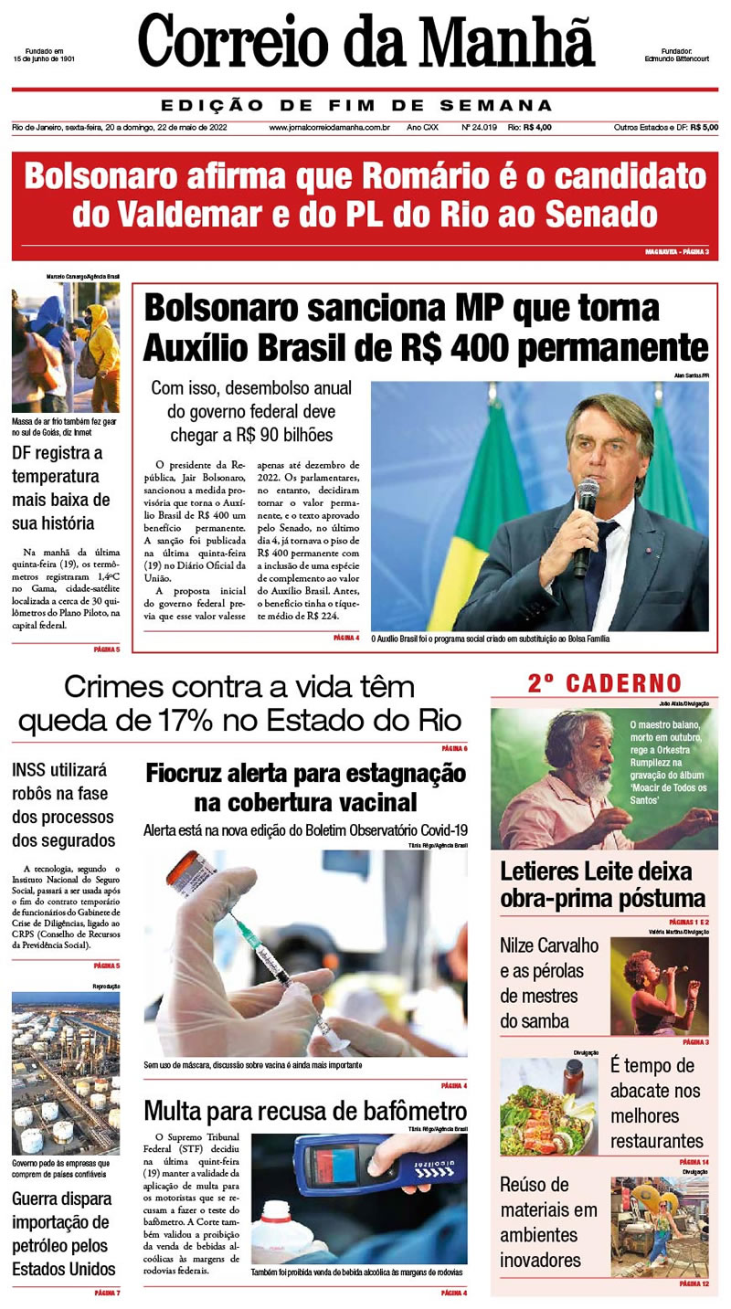 Jornal Correio da Manhã - 20 de maio de 2022 - Edição 24.019