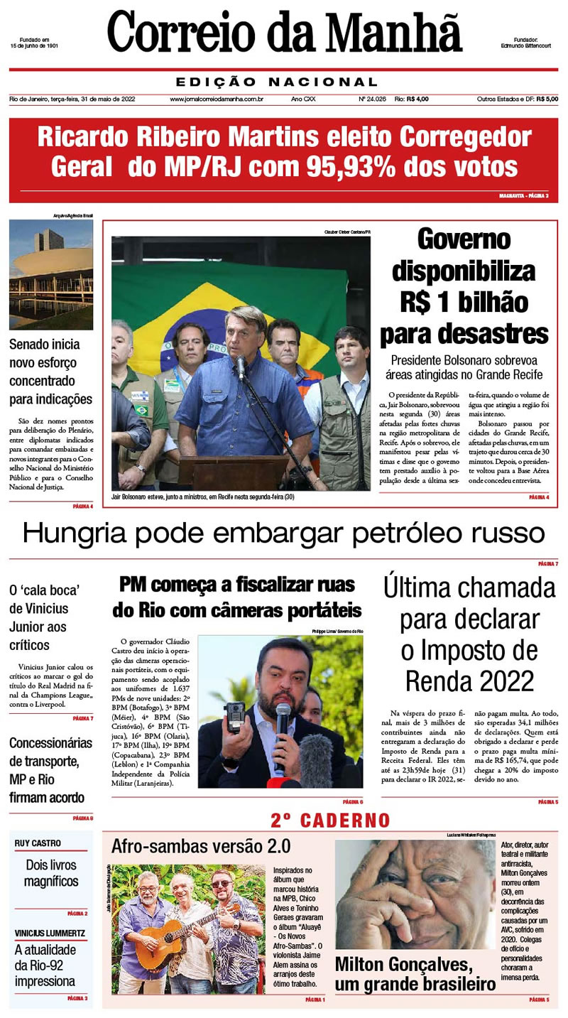 Jornal Correio da Manhã - 31 de maio de 2022 - Edição 24.026
