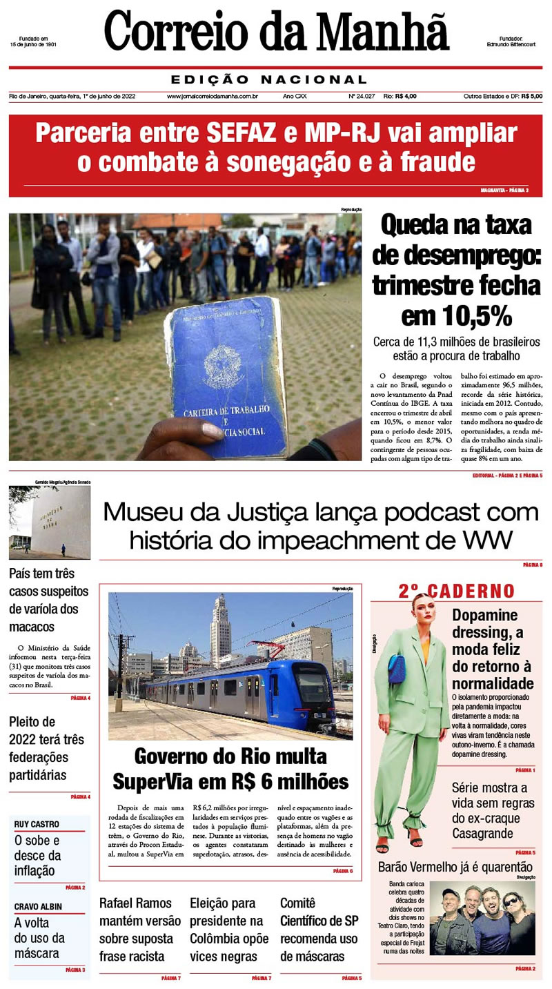 Jornal Correio da Manhã - 1 de junho de 2022 - Edição 24.027