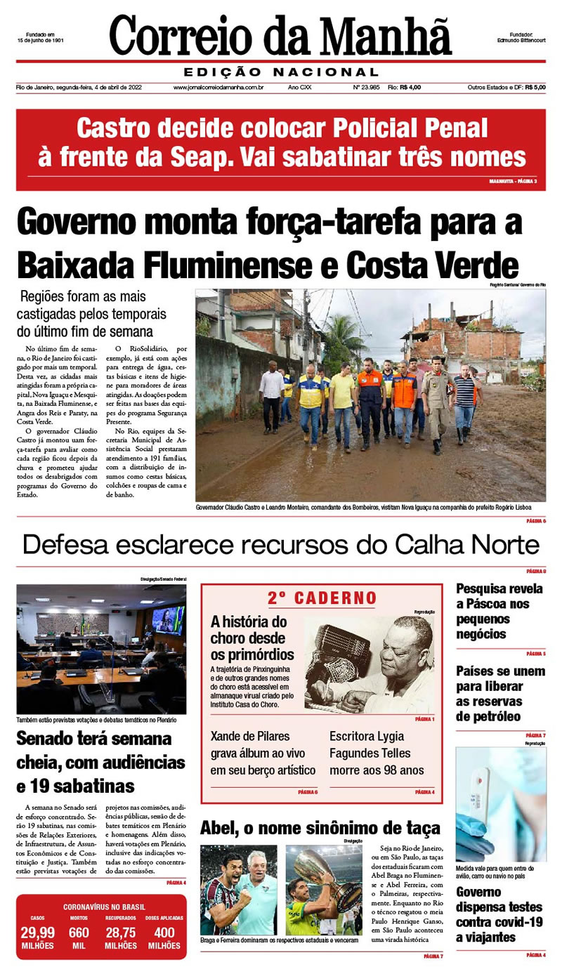 Jornal Correio da Manhã - 4 de abreil de 2022 - Edição 23.985